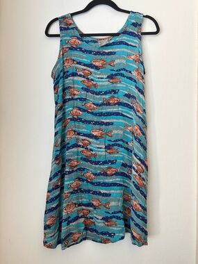 Pineapple Moon Fish Print Dress Size Small/Medium Gauze Hawaiian Tropical Beach